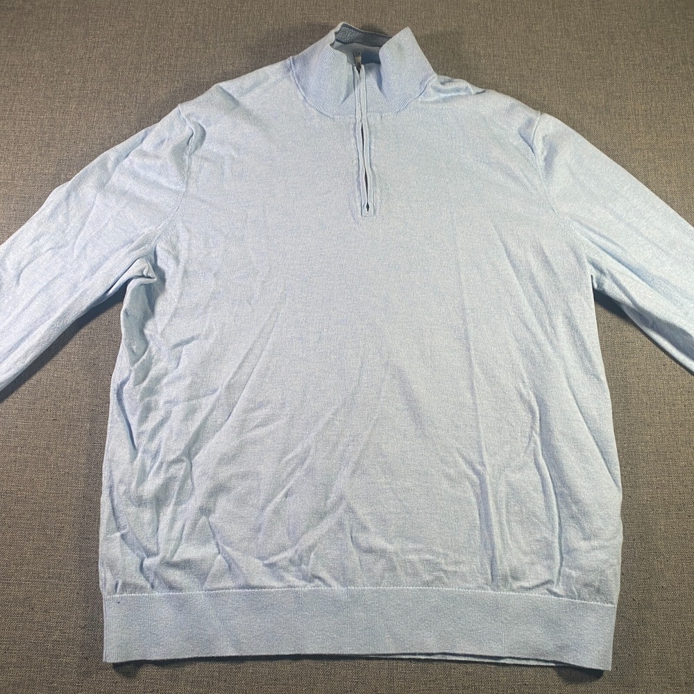 Banana Republic Premium Cotton Cashmere 1/4 Zip Pullover Sweater Mens XL Blue